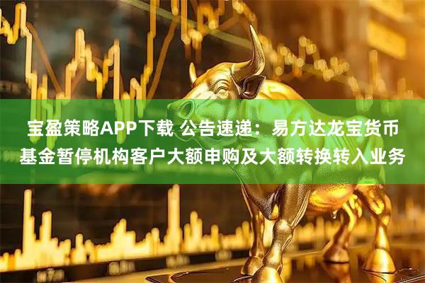 宝盈策略APP下载 公告速递：易方达龙宝货币基金暂停机构客户大额申购及大额转换转入业务